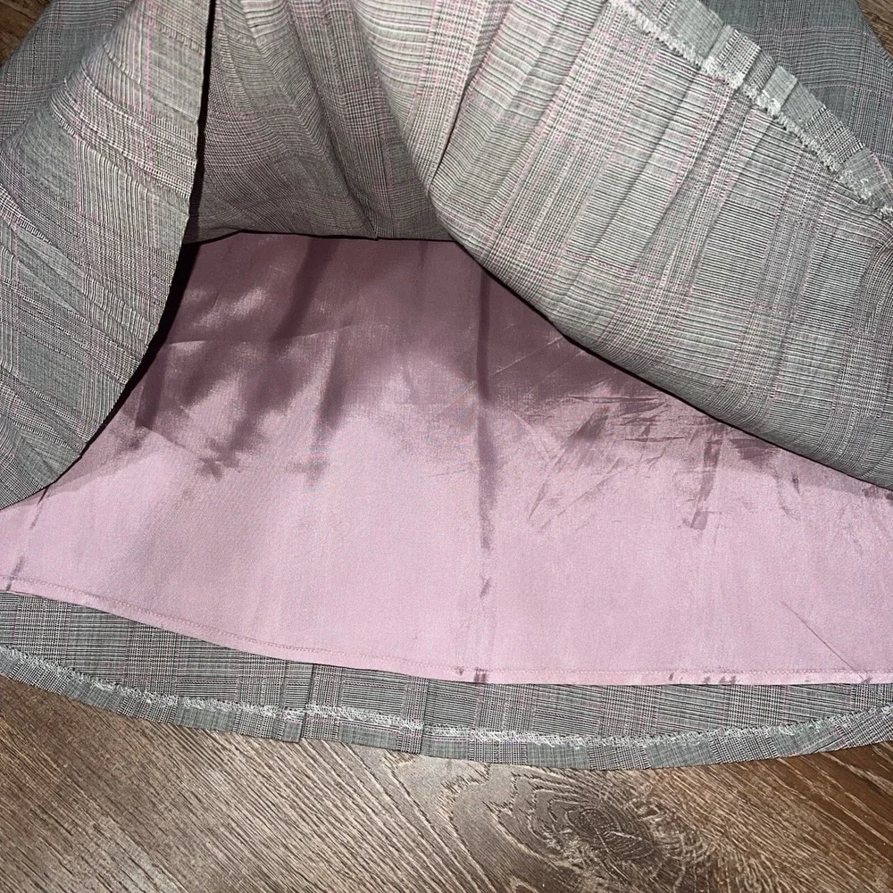 Plaid Pleated Plaid‎ Midi Skirt Size 10 Light Brown Pink A Line Wool Blend - Picture 3 of 12